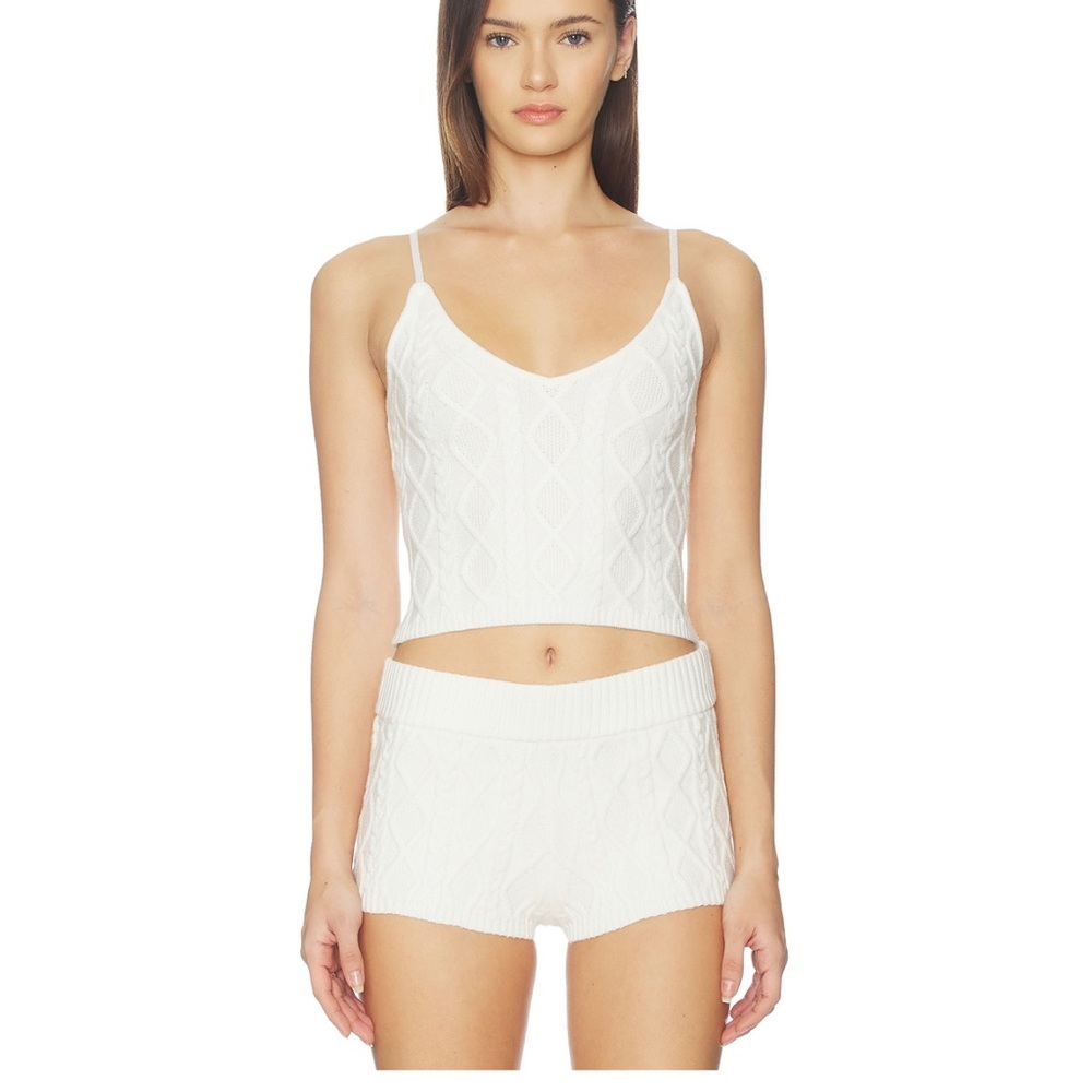 skims sweater knit cable knit cami and shorts set ivory. medium